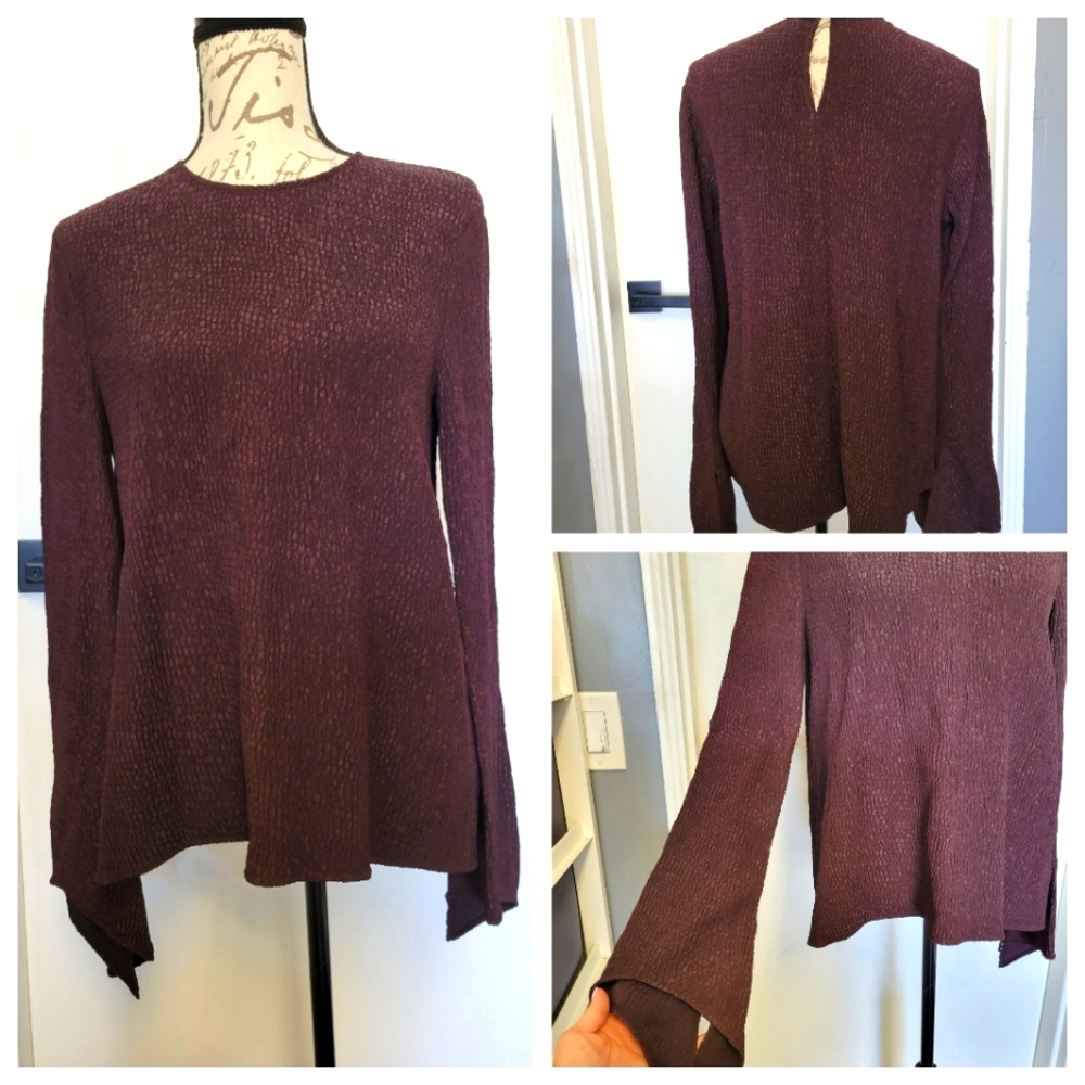 Scanlan Theodore Authentic Burgundy Reptile Textured Long Sleeve Top US Size 6